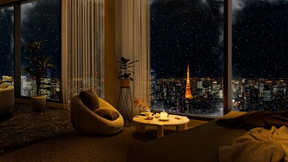 唯美落地窗飘雪