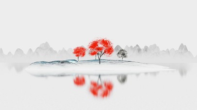 四季水墨山水图