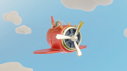 在蓝天白云中飞行的螺旋桨飞机