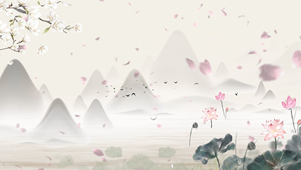 唯美高雅中国古风水墨山水画