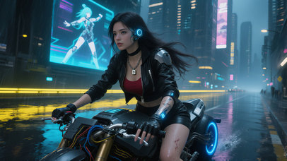 骑摩托车的美女