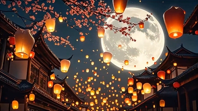 古建明月夜，江南孔灯悠