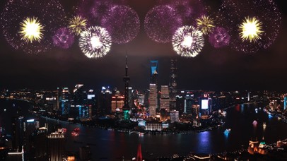 城市夜晚烟花绚丽动态