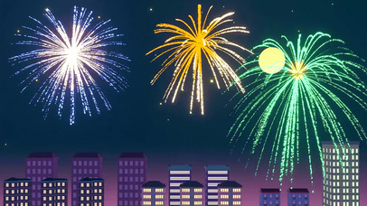 城市背景烟花