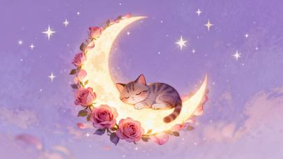 月亮上的睡觉猫猫