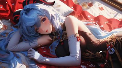 唯美Cos原神甘雨——樱花雨下