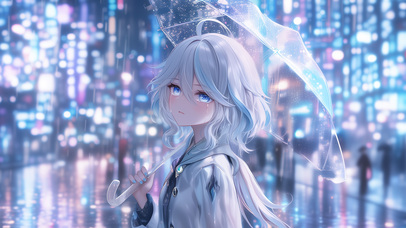 芙宁娜雨中动态/雨中伤感女孩