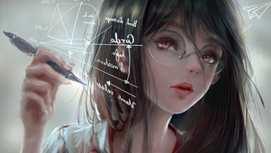 4K学习中的动漫美少女