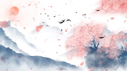 水墨桃花中国风动态背景视频