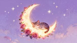 月亮上的睡觉猫猫