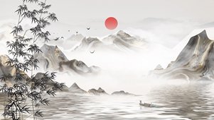 水墨画3D动画水墨风景动态背景