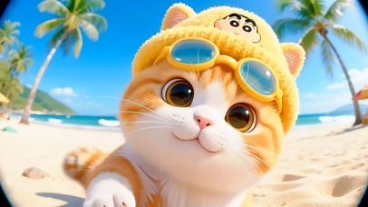 超萌预警！ 夏威夷海滩的小橘猫