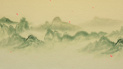 水墨系列-青山桃花-1