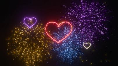 3D粒子爱心烟花