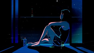 夜晚忧伤女孩