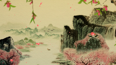 水墨系列-青山桃花-6