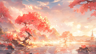 花若离枝，垂入云台，山诗轩美