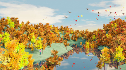 红叶、山林、大雁