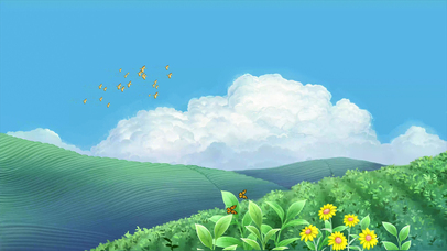 蓝天白云下的绿色茶园