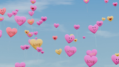 3D浪漫爱心气球