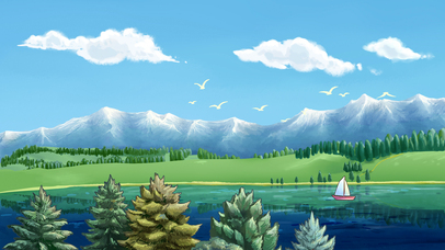 青山碧水小帆船