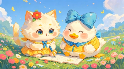 小清新猫鸭写字呀