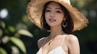 草帽美女