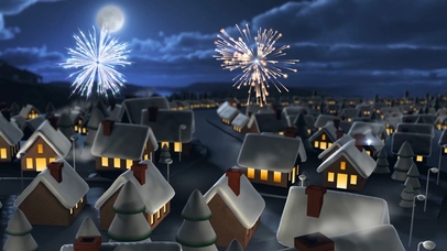 圣诞夜如画，烟花绽璀璨