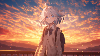 傍晚放学回家的芙宁娜/夕阳落日