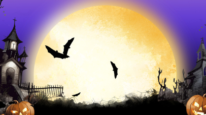 万圣节月亮南瓜城堡夜晚蝙蝠月亮