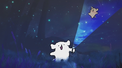 夏日萤火森林玩耍的狗狗们