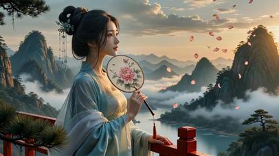 落花摇扇