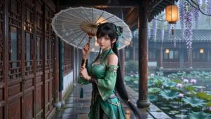 荷塘雨韵
