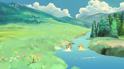 蓝天白云绿色田野