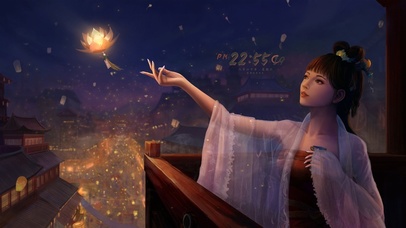 4k 长安城中秋佳节古风少女