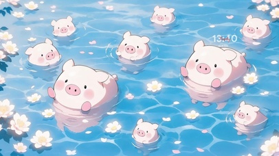 池塘中游泳的小可爱