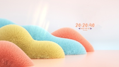 4K 彩虹毛绒山峰场景