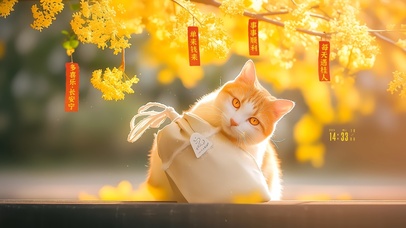 秋天祈福的猫咪