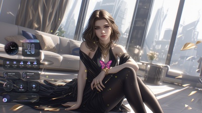 她的身姿如同远山的轮廓