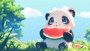 超萌吃瓜熊猫