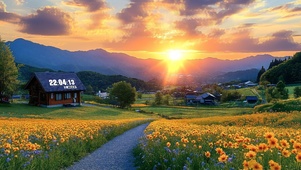 户外夕阳田野