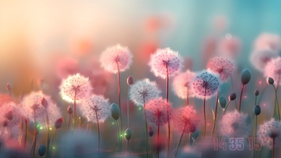 清新粉色蒲公英