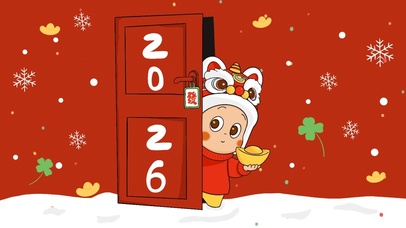 红色星星人送财2026新年壁纸