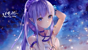 治愈蓝发可爱女生