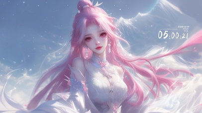 雪境粉发少女