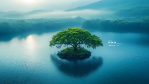 湖中小树