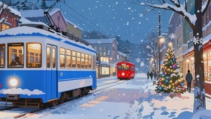 雪景街道列车