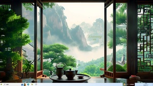 古风青山绿树