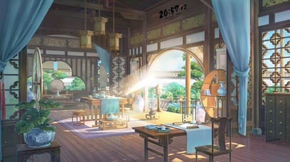 唯美古风庭院书房