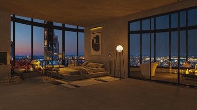 唯美治愈雨夜城市房间